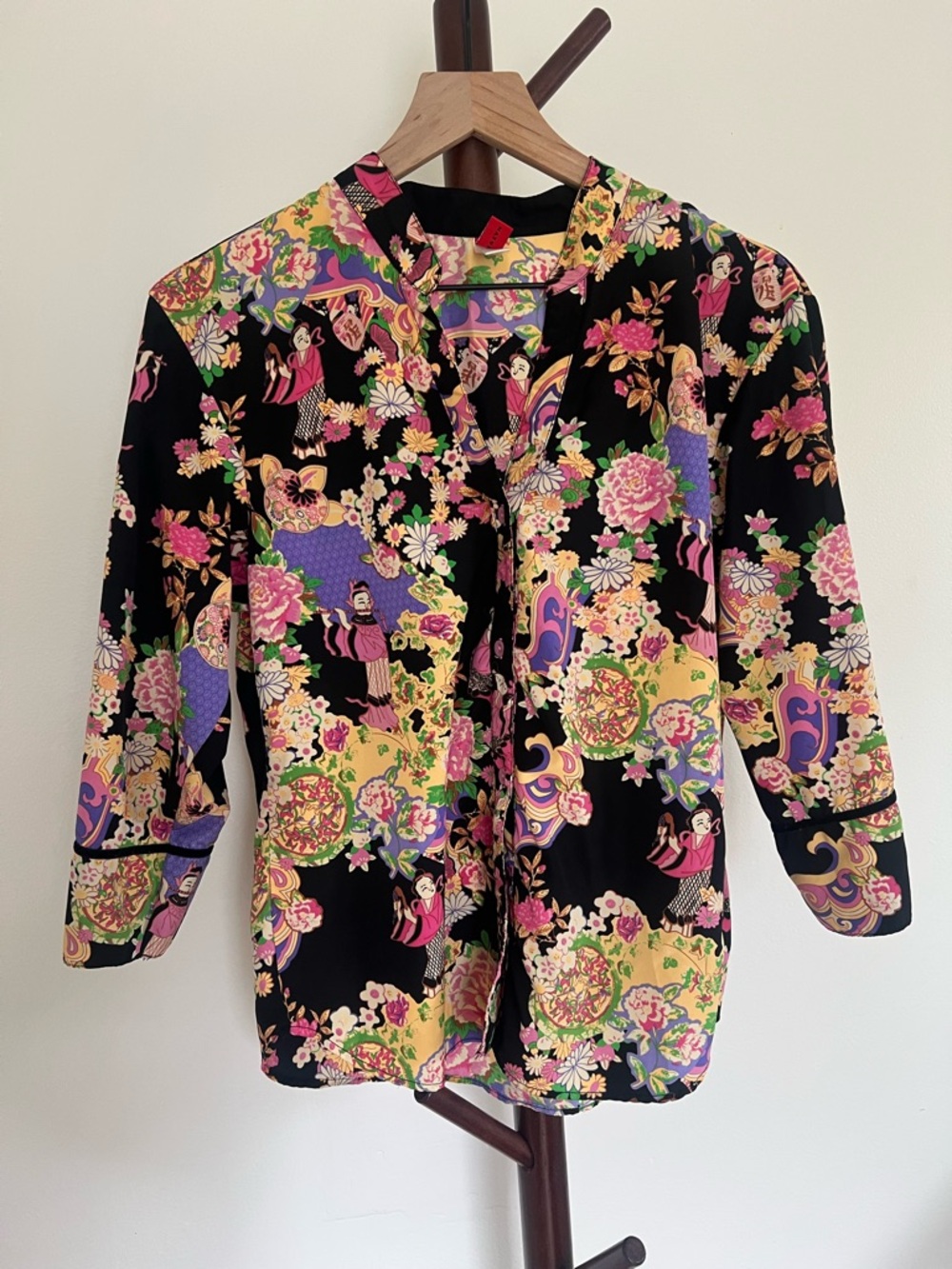 Black Floral Pajama Set